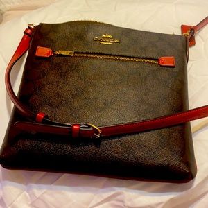 Brown and red coach purse with Small wallet